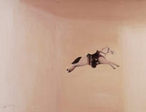 作者Gulistan古丽斯坦 作品名称《跨越》Crossing  年代：2006 材质 布面油画Oil on Canvas  尺寸：107x140cm